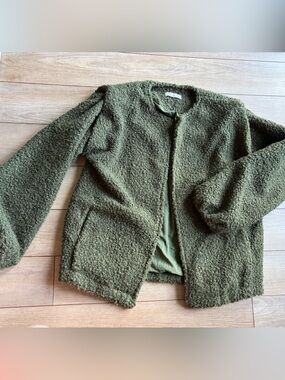 Kirundo Olive Green Open-Front Women’s Sweater Jacket